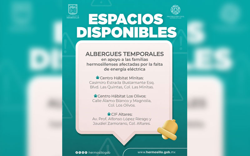 Hermosillo mantiene abiertos albergues temporales por altas temperaturas