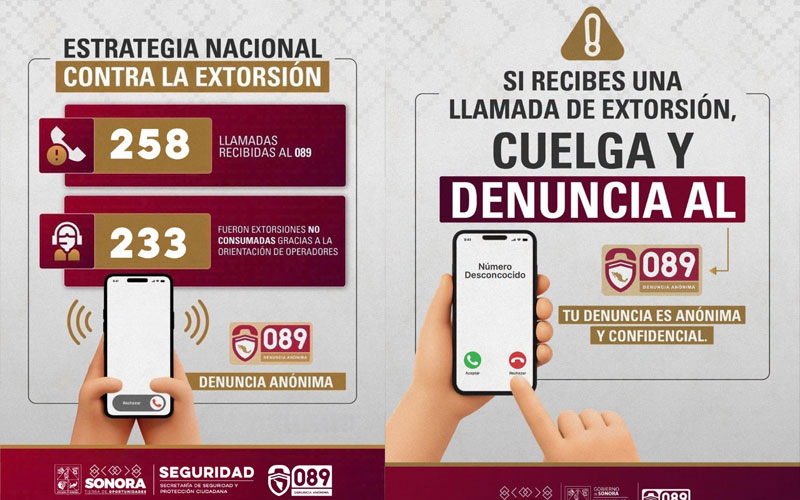Evitan 233 intentos de extorsión telefónica en Sonora durante julio