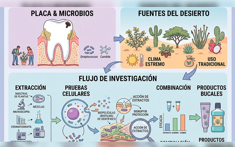 Estudiantes de Unison investigan plantas del desierto para combatir microorganismos asociados con caries