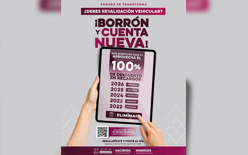 Hacienda Sonora mantendrá atención y descuento del 100% en recargos vehiculares