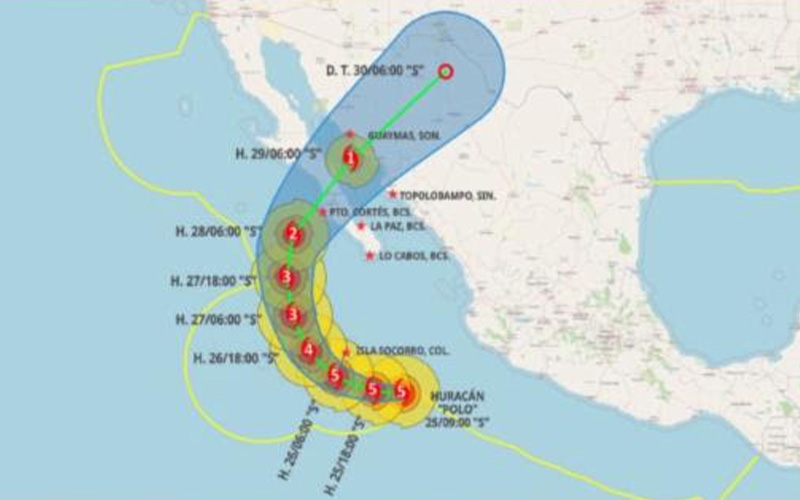 Sonora activa Alerta Azul por huracán Polo para 14 municipios
