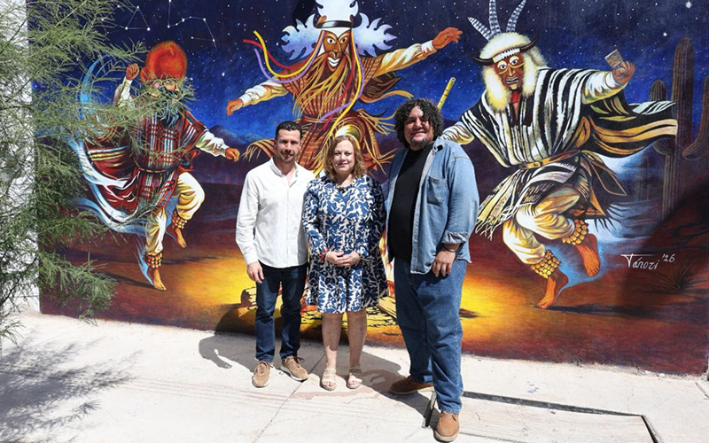 Develan mural “Los Danzantes” para celebrar la cultura yaqui en el centro de Hermosillo