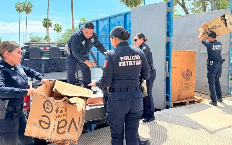 Policías estatales apoyan campaña de reciclaje con causa social