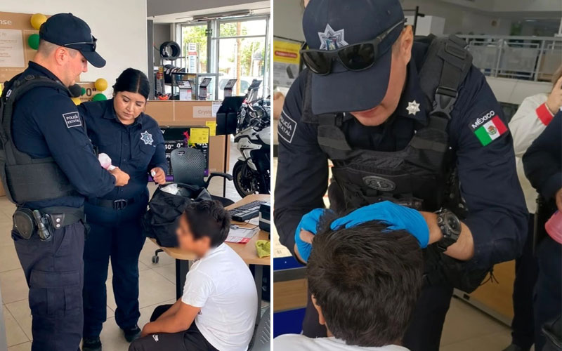 Paramédicos de la PESP estabilizan a menor lesionado tras caída en Hermosillo