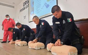 Recibe Policía Estatal capacitación en Primeros Auxilios Básicos por personal especializado de Cruz Roja Mexicana